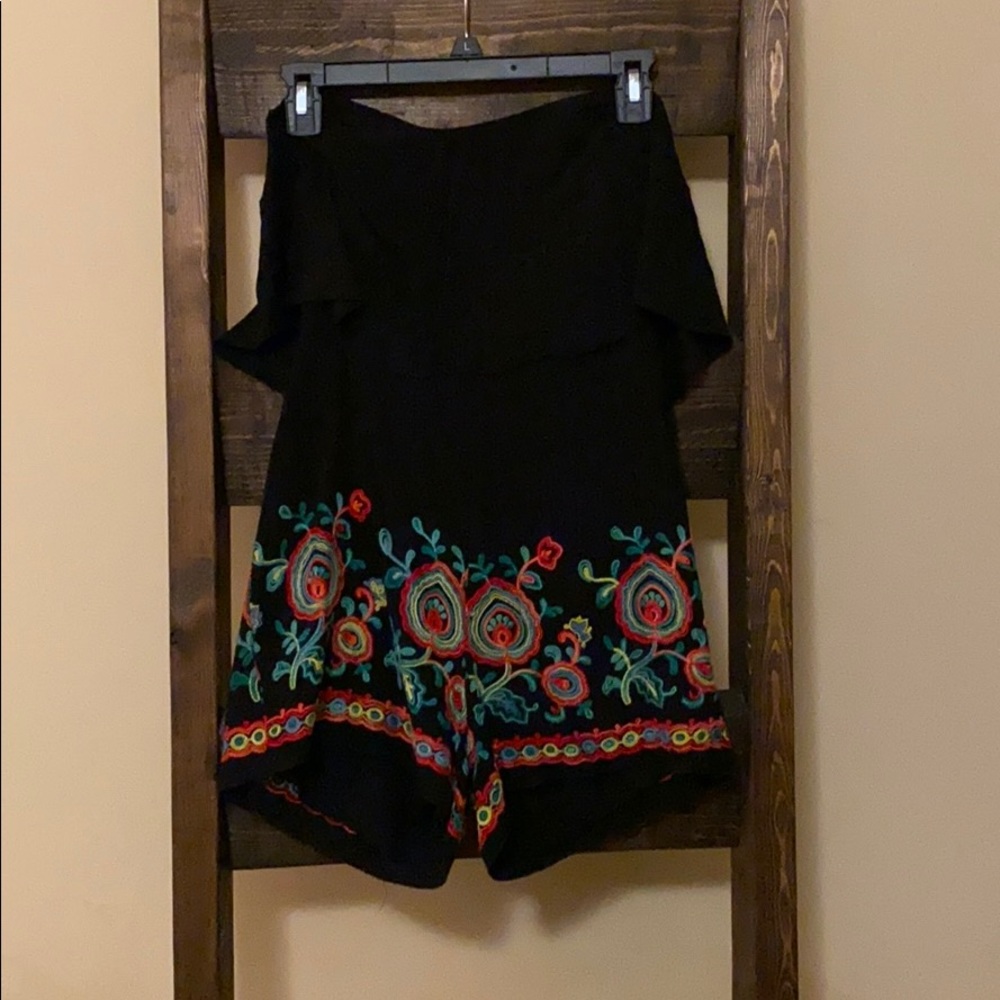 Black embroidered romper